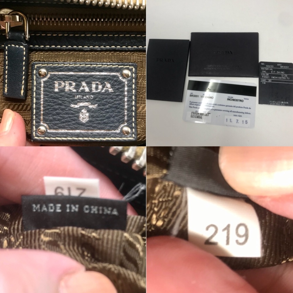 Prada Blue Vitello Daino Embossed Leather Satchel - Picture 8 of 8